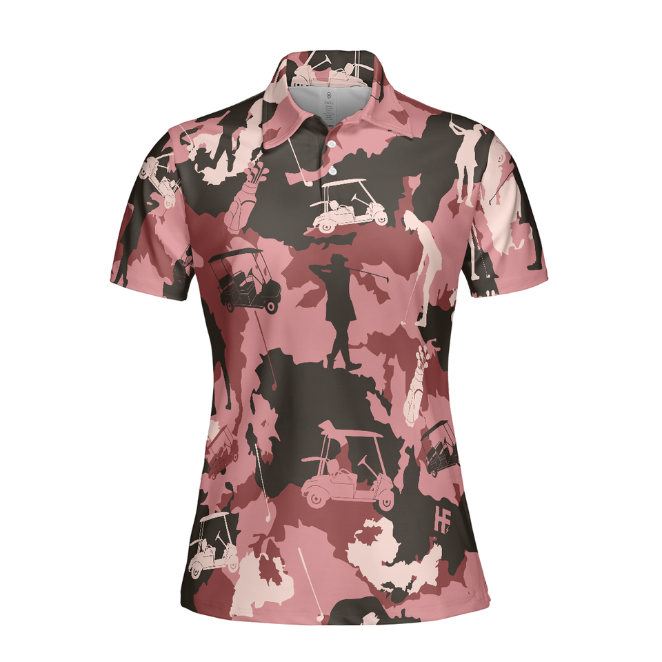 Golf Girl Camouflage Pink Camo Shirt Cool Gift Women Polo Shirt S-5XL