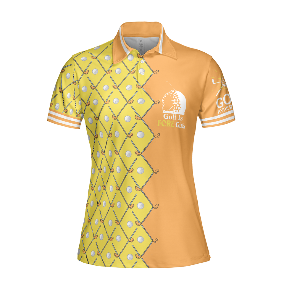 Golf Is Fore Girls Yellow Argyle Cool Gift Women Polo Shirt S-5XL
