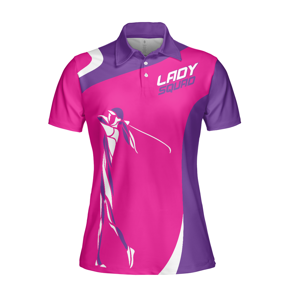 Girl Squad Purple and Pink Short Sleeve Golf Ladies Women's Polo Shirts S-5XL