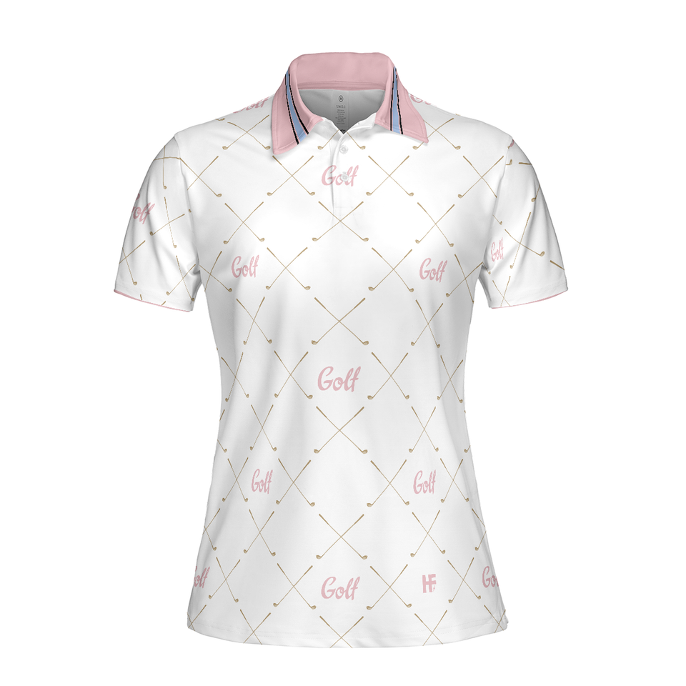 Golf In Pink Simple Golf Clubs Pattern Short Sleeve Women's Polo Shirts S-5XL