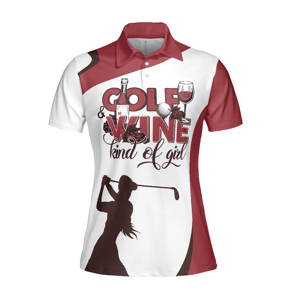 Golf And Wine Kind Of Girl Shirt For Wine Lovers White Red Women's Polo Shirts S-5XL
