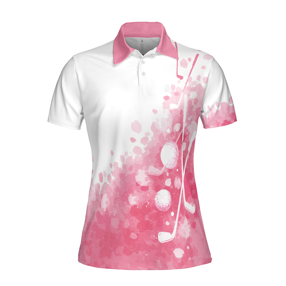 Artistic Pink and White Golf Shirt Gift For Golfers Women Polo Shirt S-5XL