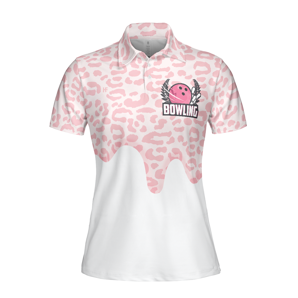 I Bowl Like A Girl Try To Keep Up Bowling White Pink Short Sleeve Women's Polo Shirts S-5XL