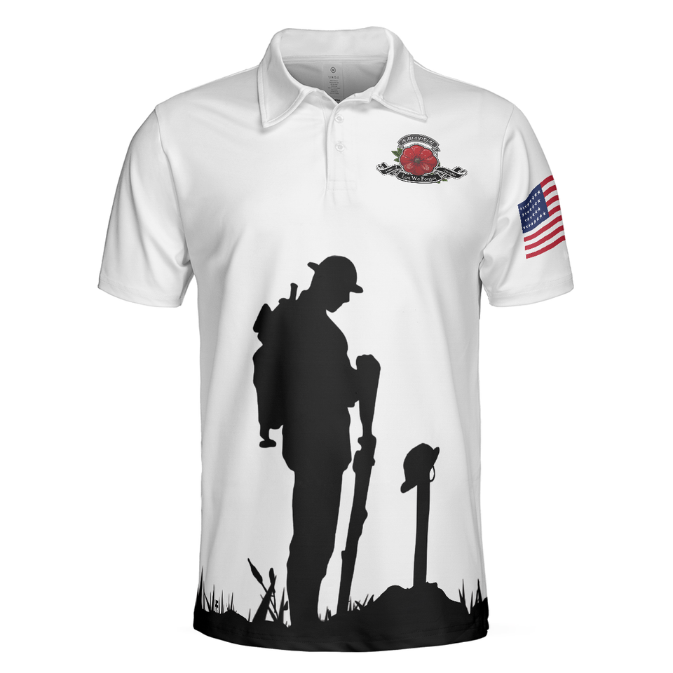 US Veteran Lest We Forget American Flag Shirt Men's Polo Shirt S-5XL