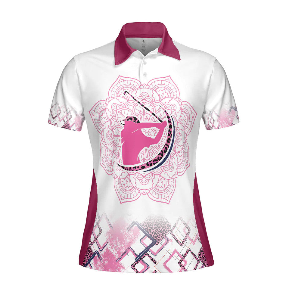 Leopard Mandala Pink Golf Shirt for Ladies Short Sleeve Women's Polo Shirts S-5XL