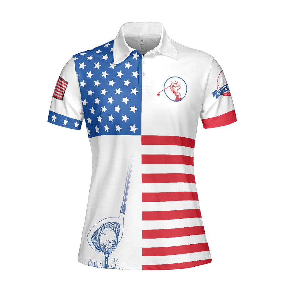 American Flag Golf Unique Gift for Ladies and Golfers Women's Polo Shirts S-5XL