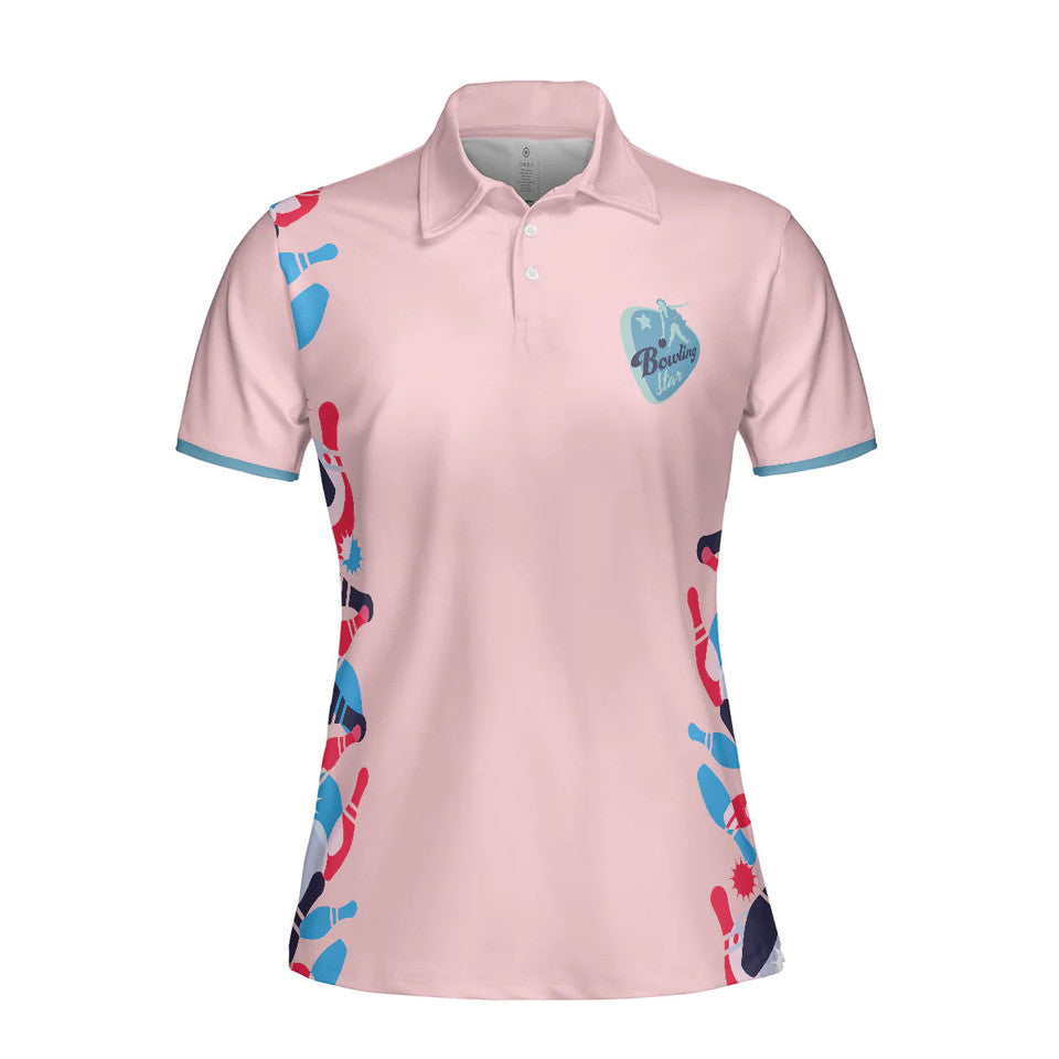 Queen Of The Lanes Bowling Short Sleeve Women Polo Shirt, Pink Ladies Bowling Shirt, Tenpin Bowling Shirt - Best Bowling Gift For Women Women' s Polo Shirt S -5XL