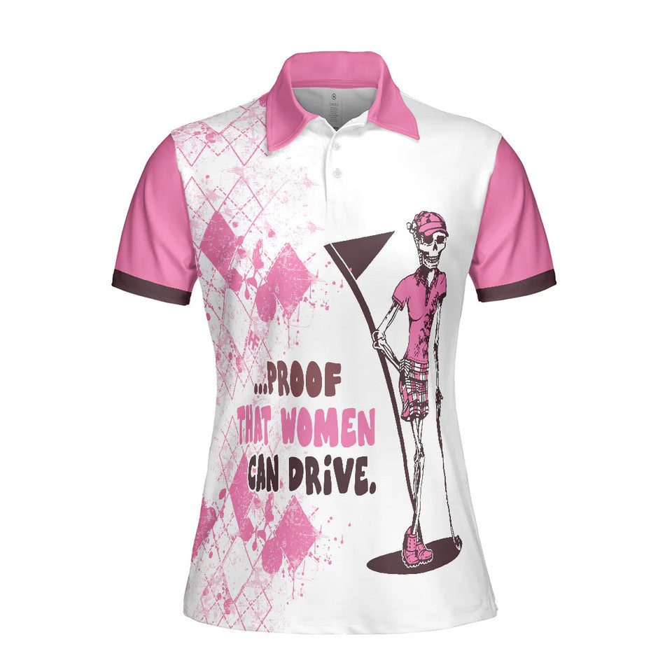 Mrs Bones Pink Argyle Golf Shirt Women Can Drive Women Polo Shirt S-5XL