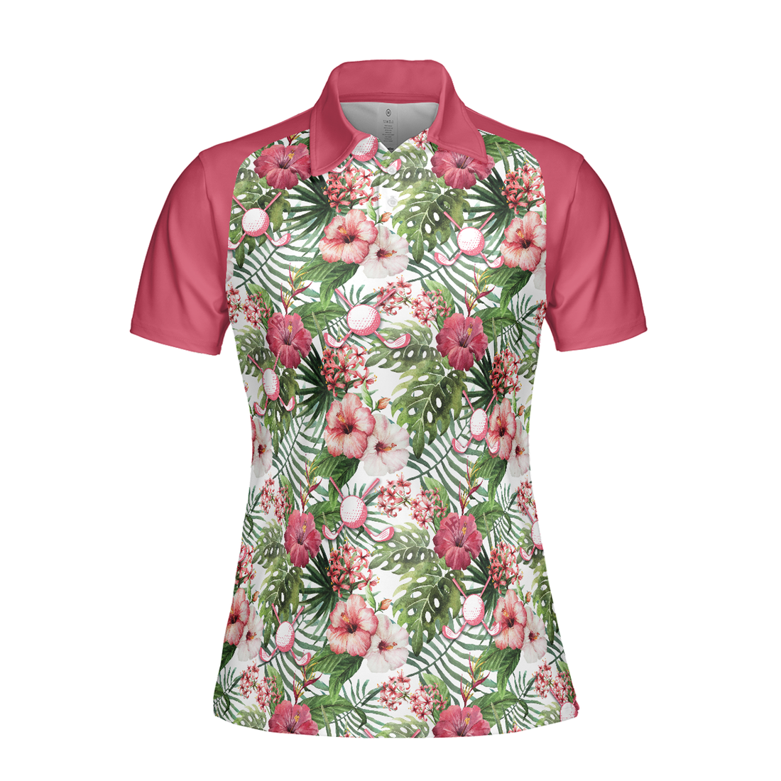 Golf With Tropical Flowers Pattern and Golf Ball Design Women's Polo Shirts S-5XL
