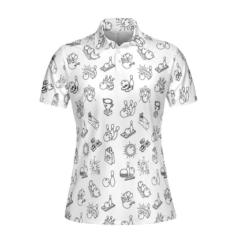 Bowling Pattern Short Sleeve Women Polo Shirt Cool Bowling Gift Women Polo Shirt S-5XL