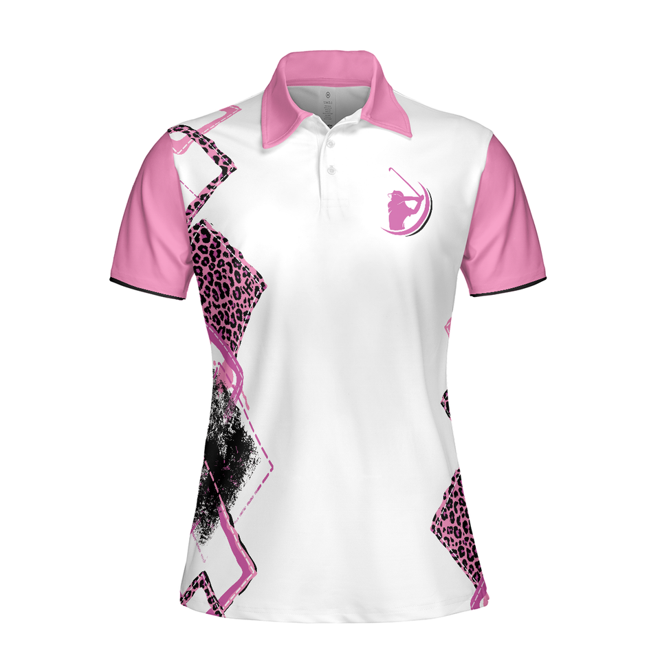 Pink Leopard Pattern Golf Grip It Rip It Sip It Sleeve Women's Polo Shirts S-5XL