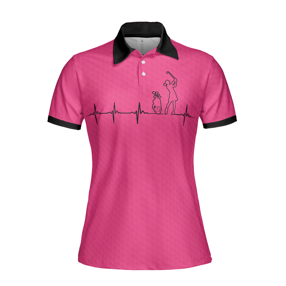 Heartbeat Golf Lady Pink Shirt Best Golf Gift Women Polo Shirt S-5XL
