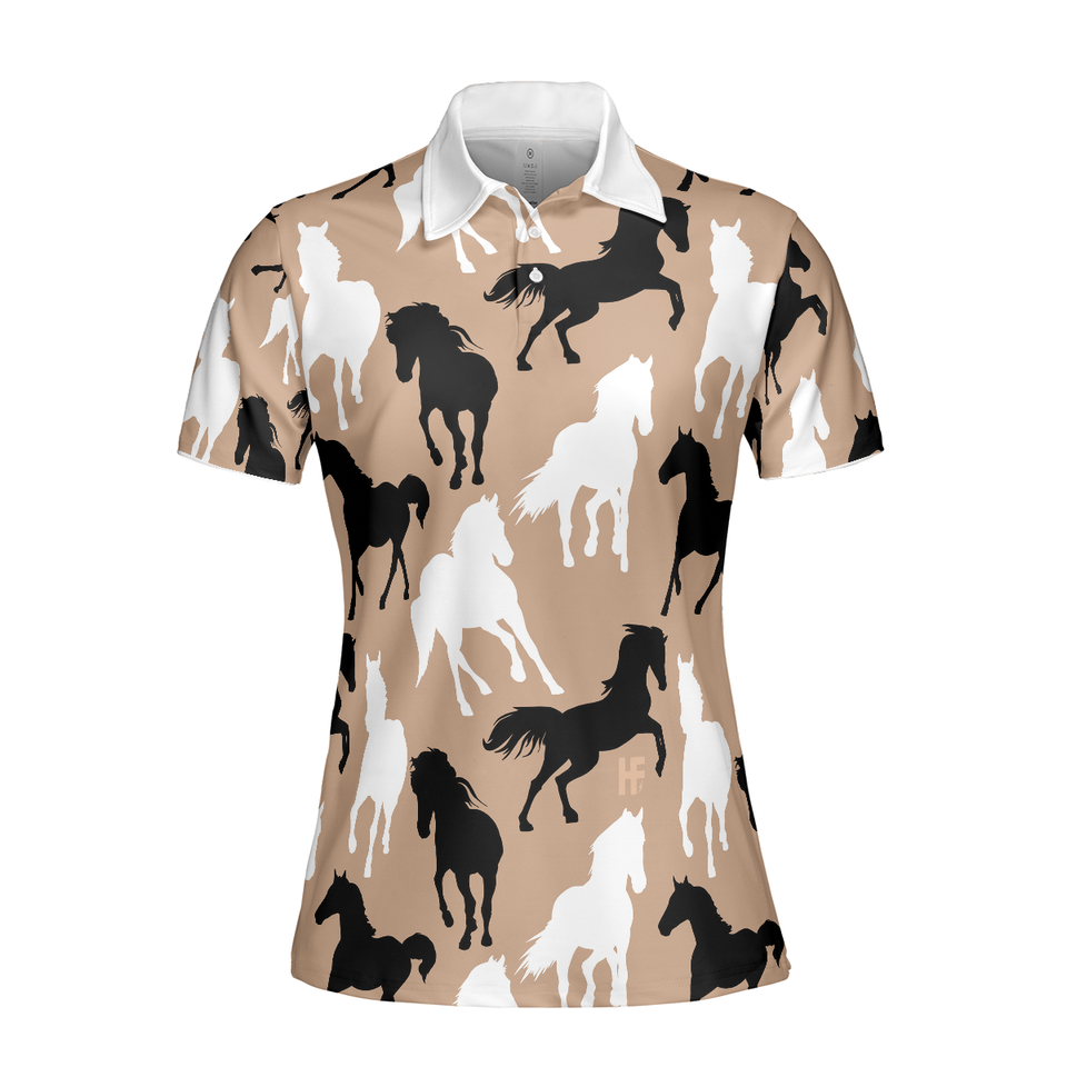 Black and White Horses Lover Shirt Women Polo Shirt S-5XL