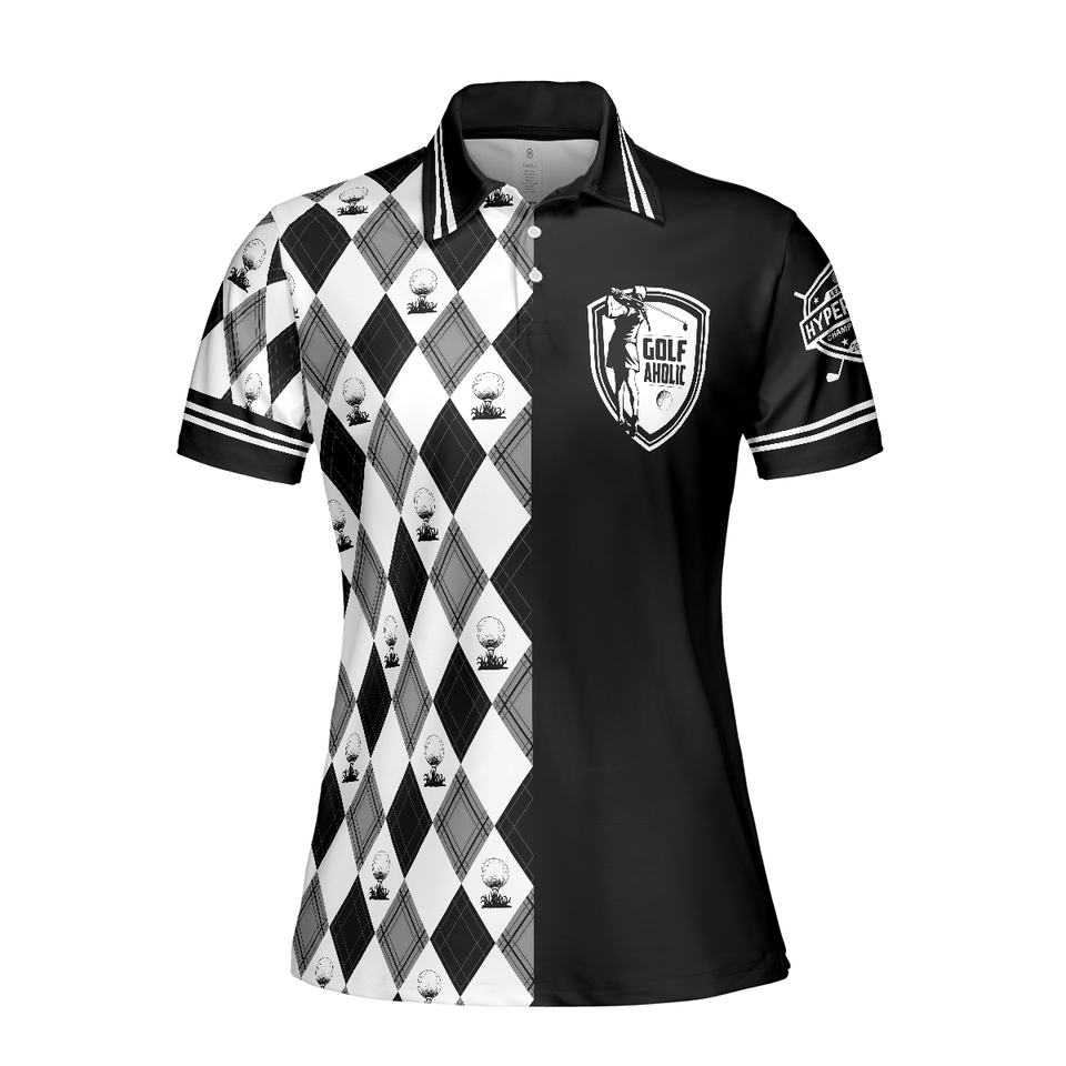 Golfaholic Checker Pattern Shirt Best Golf Gift Women Polo Shirt S-5XL