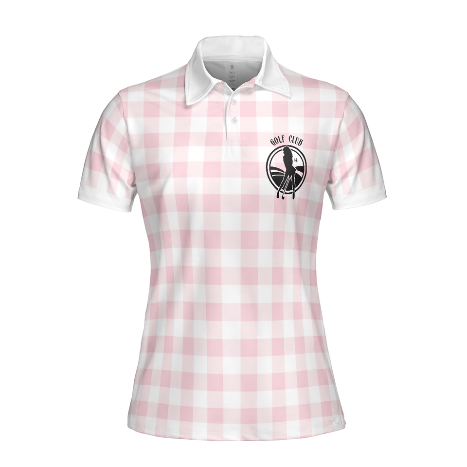Sexy Golf Girl With Golf Club Short Sleeve White Pink Women Polo Shirt S-5XL