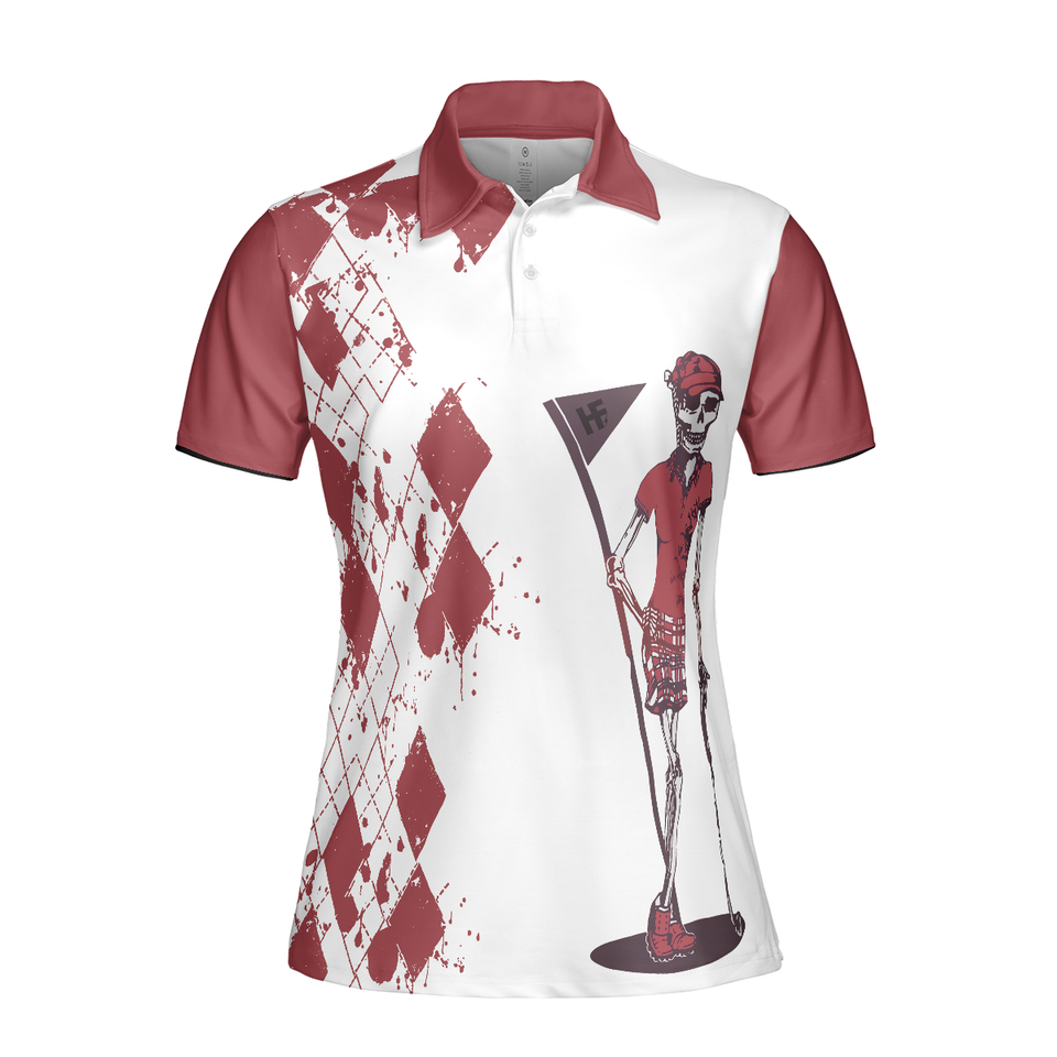 Golf And Wine Skeleton Argyle Pattern Short Sleeve Ladies Women's Polo Shirts S-5XL