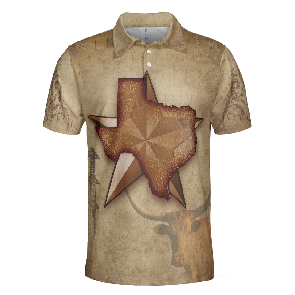 Texas The Lone Star State Map Longhorn Proud Gift Men's Polo Shirt S-5XL