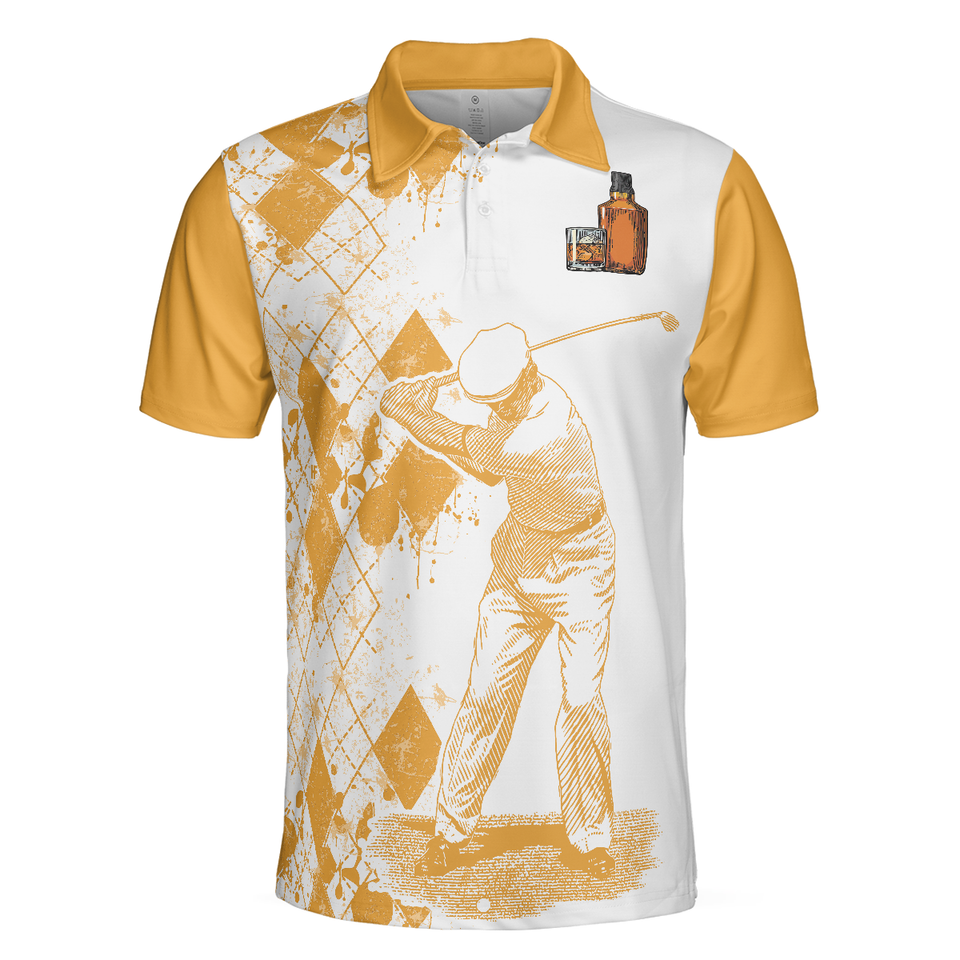 Argyle Pattern Golf and Wine Funny Shirt for Male Players Men's Polo Shirt S-5XL
