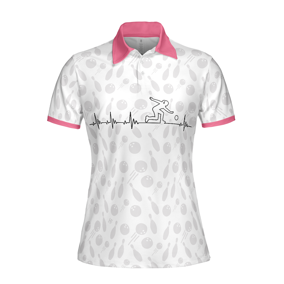 Bowling Is My Heart Ladies with Balls and Pins Pattern Women's Polo Shirts S-5XL