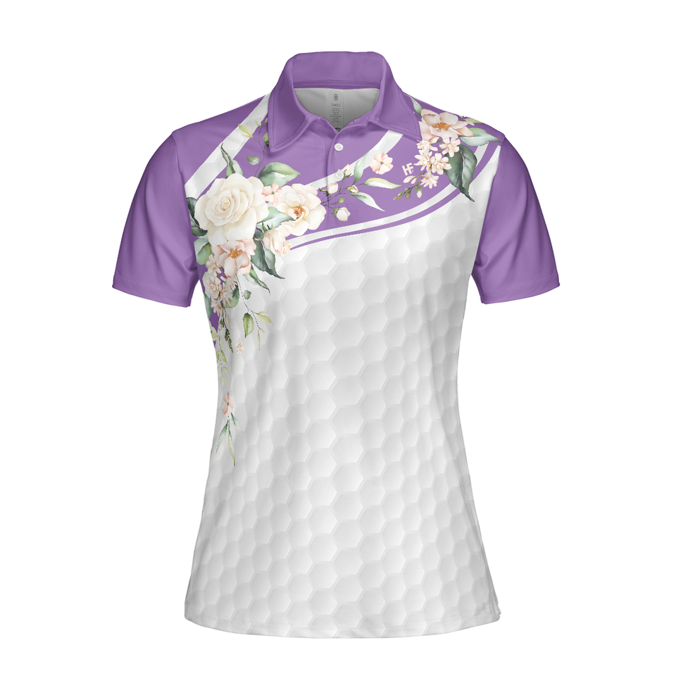 Golf Ball Texture Roses Purple Golfing For Ladies Women's Polo Shirts S-5XL