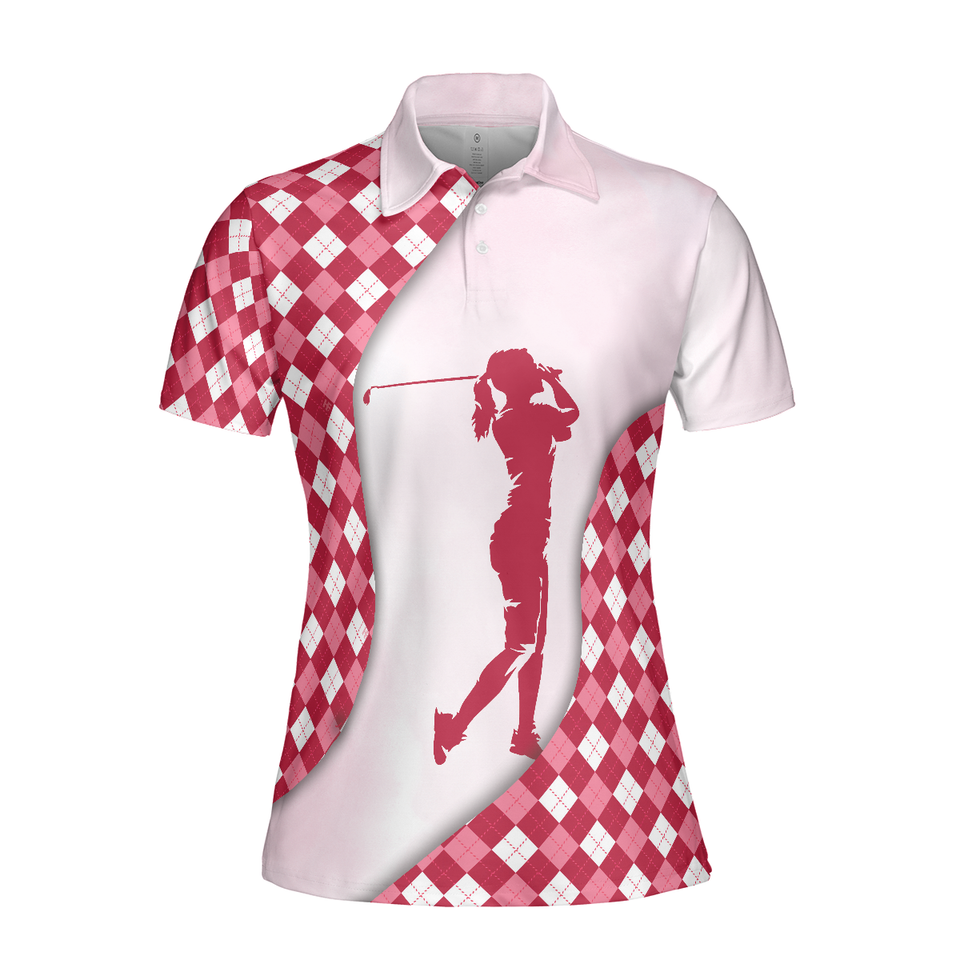 Pink Pattern Golf And Wine Kind Of Girl Short Sleeve Shirt Women's Polo Shirts S-5XL