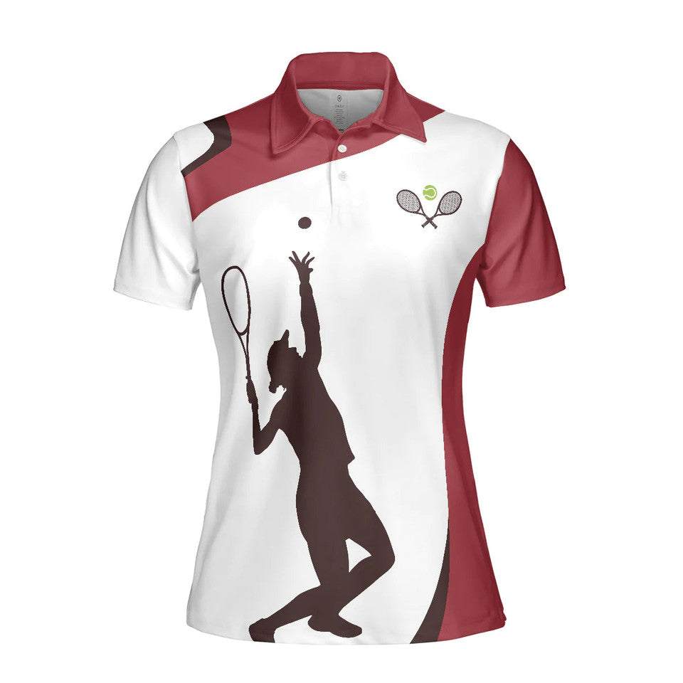 Living That Tennis Mom Life White and Red for Ladies Women's Polo Shirts S-5XL