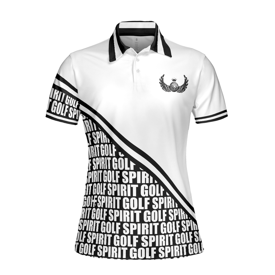 Golf Spirit in Black and White Short Sleeve Simple Design Women's Polo Shirt S-5XL