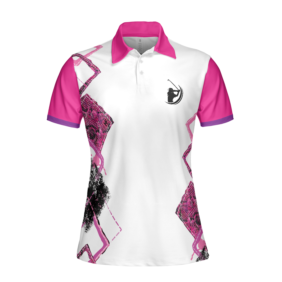 White Pink Argyle Golf Housework Is For Women Golf Women's Polo Shirts S-5XL