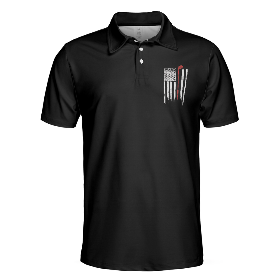 Black White American Flag Clubs Patriotic Short Sleeve Men's Polo Shirt S-5XL