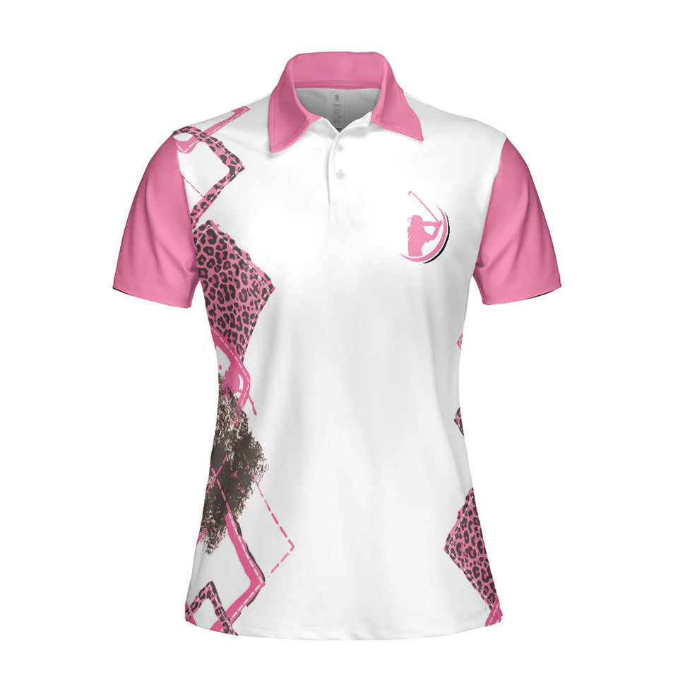 Pink Leopard Argyle Pattern Golf Shirt I'm Not Swearing Women Polo Shirt S-5XL