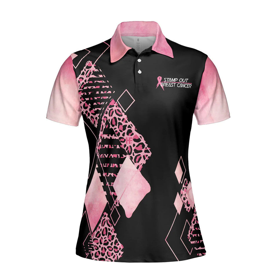 Leopard Argyle Pattern Golf Pink Ribbon For Ladies Women's Polo Shirts S-5XL