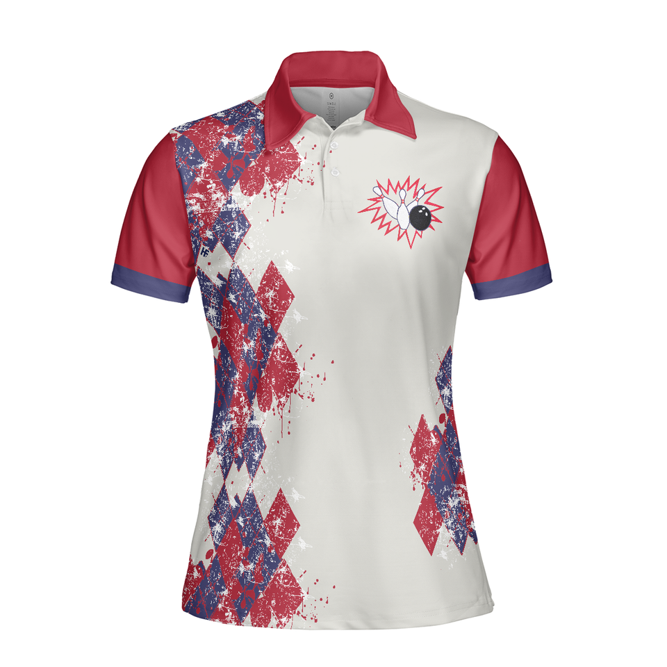 I Go Bowling Because I Like It Short Sleeve Argyle Pattern Women's Polo Shirts S-5XL
