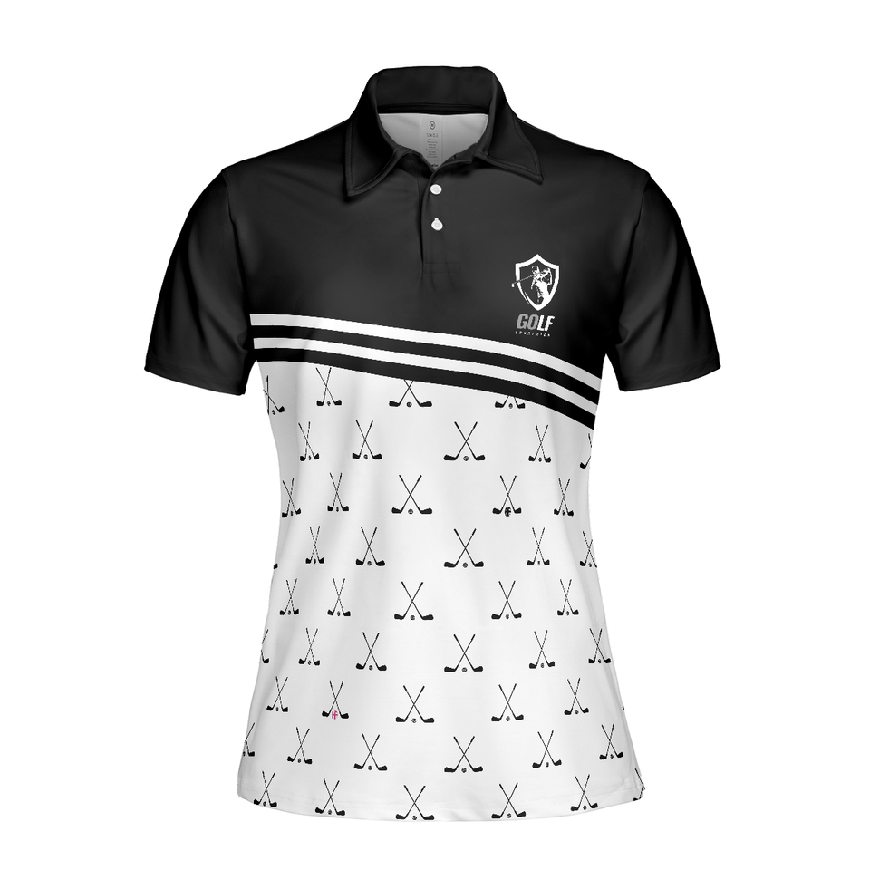 Crossed Black Golf Clubs Short Sleeve Golf Shirt Women's Polo Shirts S-5XL