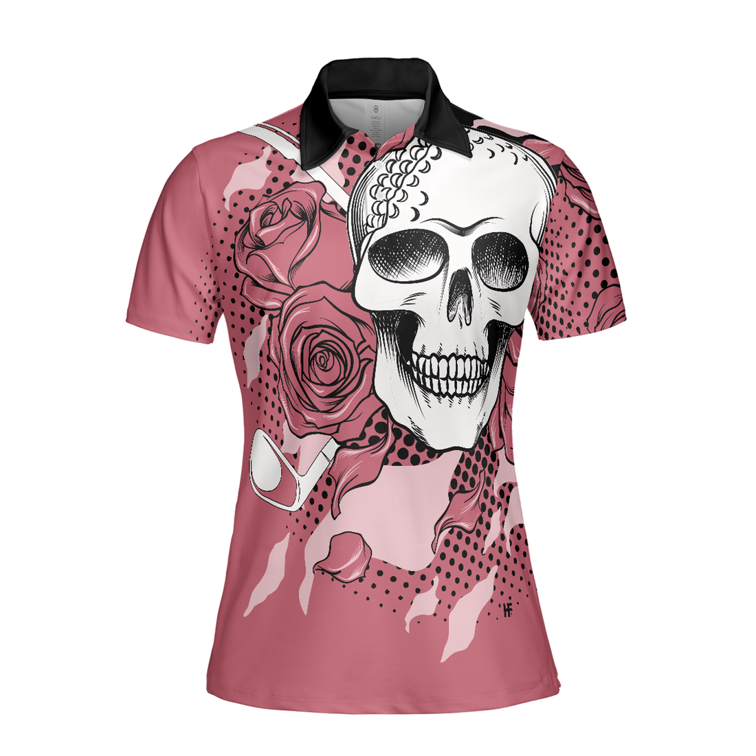 Golf Pink Skull Ladies Short Sleeve Rose Golf For Ladies Women's Polo Shirts S-5XL
