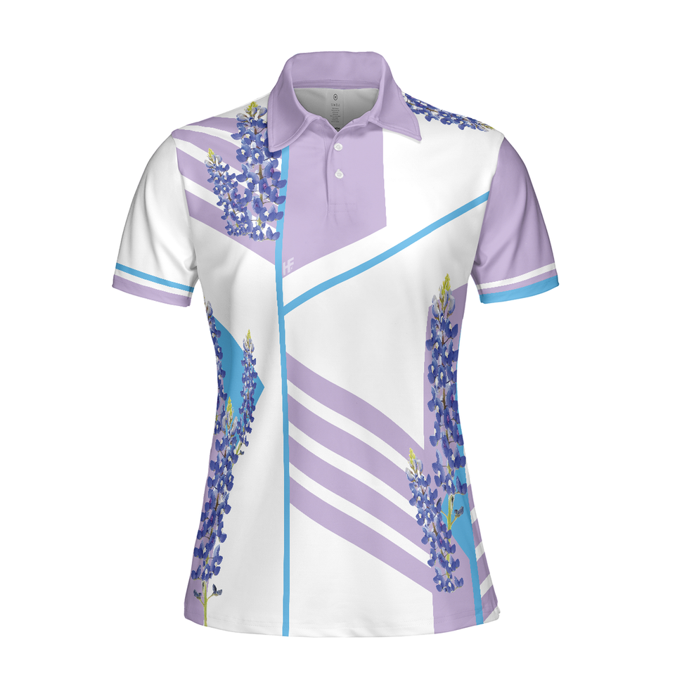 Bluebonnet Purple Stripe Golf Shirt Texas Women Polo Shirt S-5XL