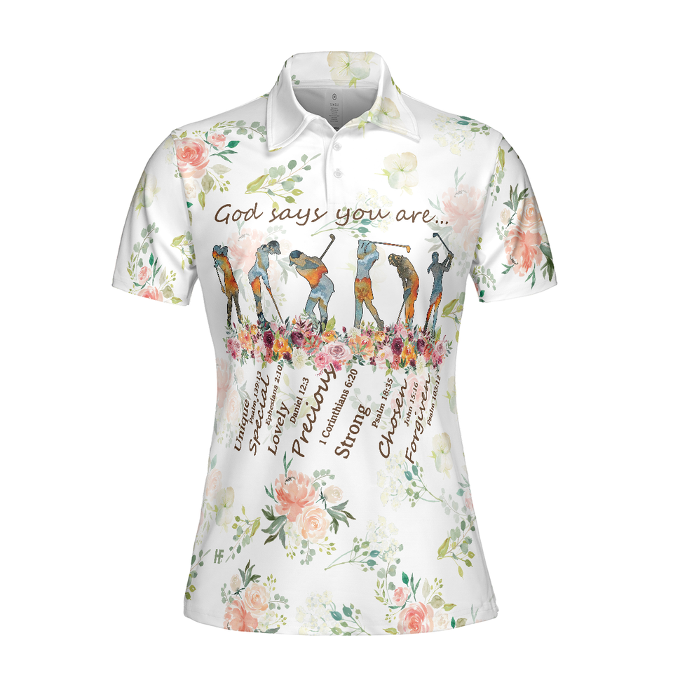 Golf Girl God Says You Are Floral Golf Shirt Women Polo Shirt S-5XL