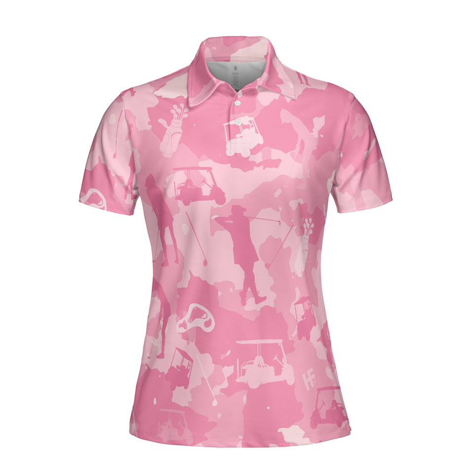 Golf Girl Camouflage V2 Pink Camo Golf Shirt Women Polo Shirt S-5XL