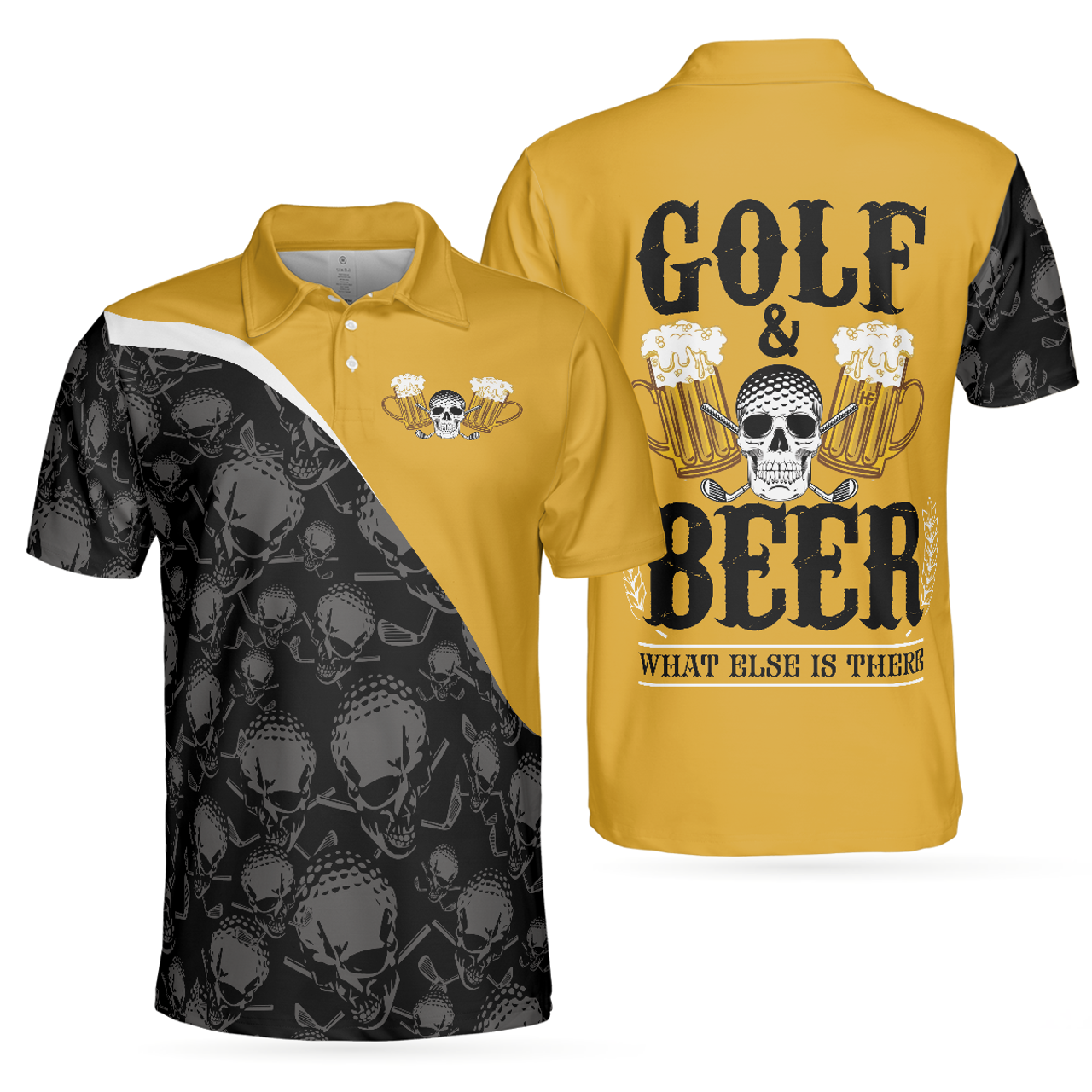 Skull Golf Men's Polo Shirt Golf and Beer What Else Is There Gift S-5XL