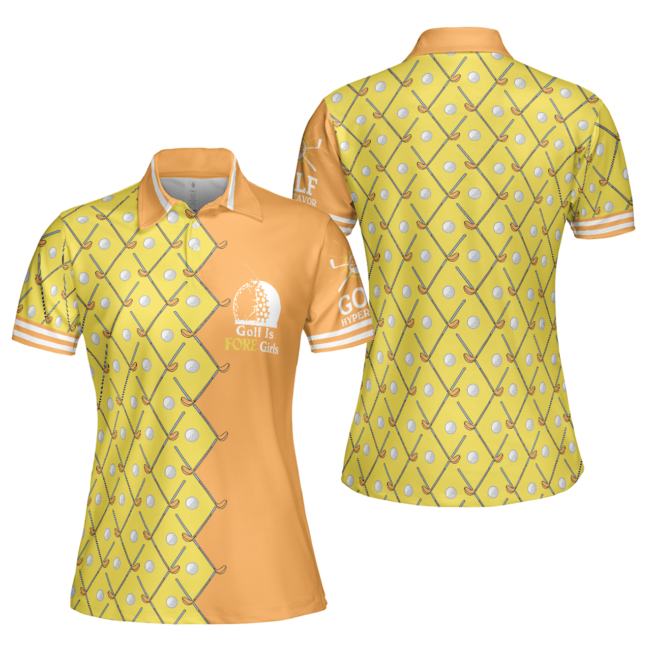 Golf Is Fore Girls Yellow Argyle Cool Gift Women Polo Shirt S-5XL