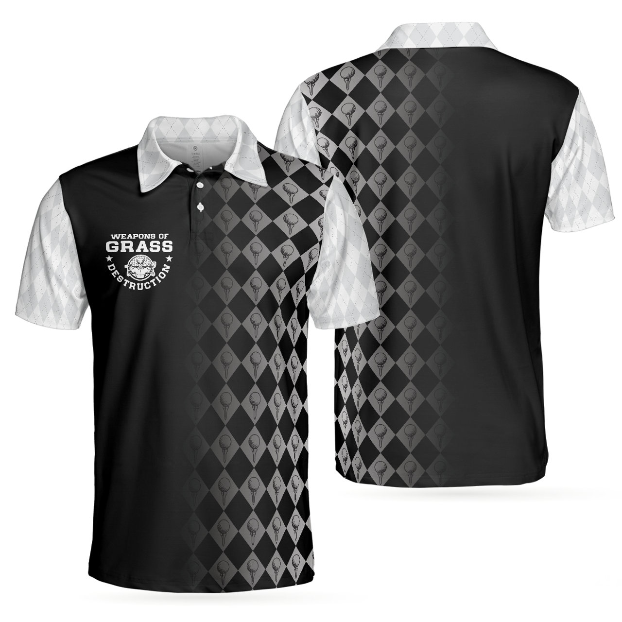 Golf Weapons Of Grass Short Sleeve Black White Best Gift Mens Polo Shirt S-5XL