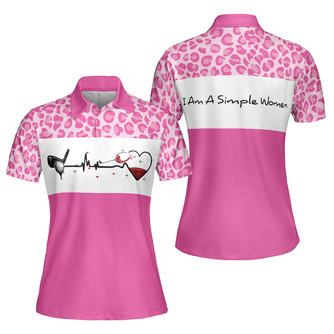 Golf I Am A Simple White And Pink Gift For Wine Lovers Women's Polo Shirts S-5XL