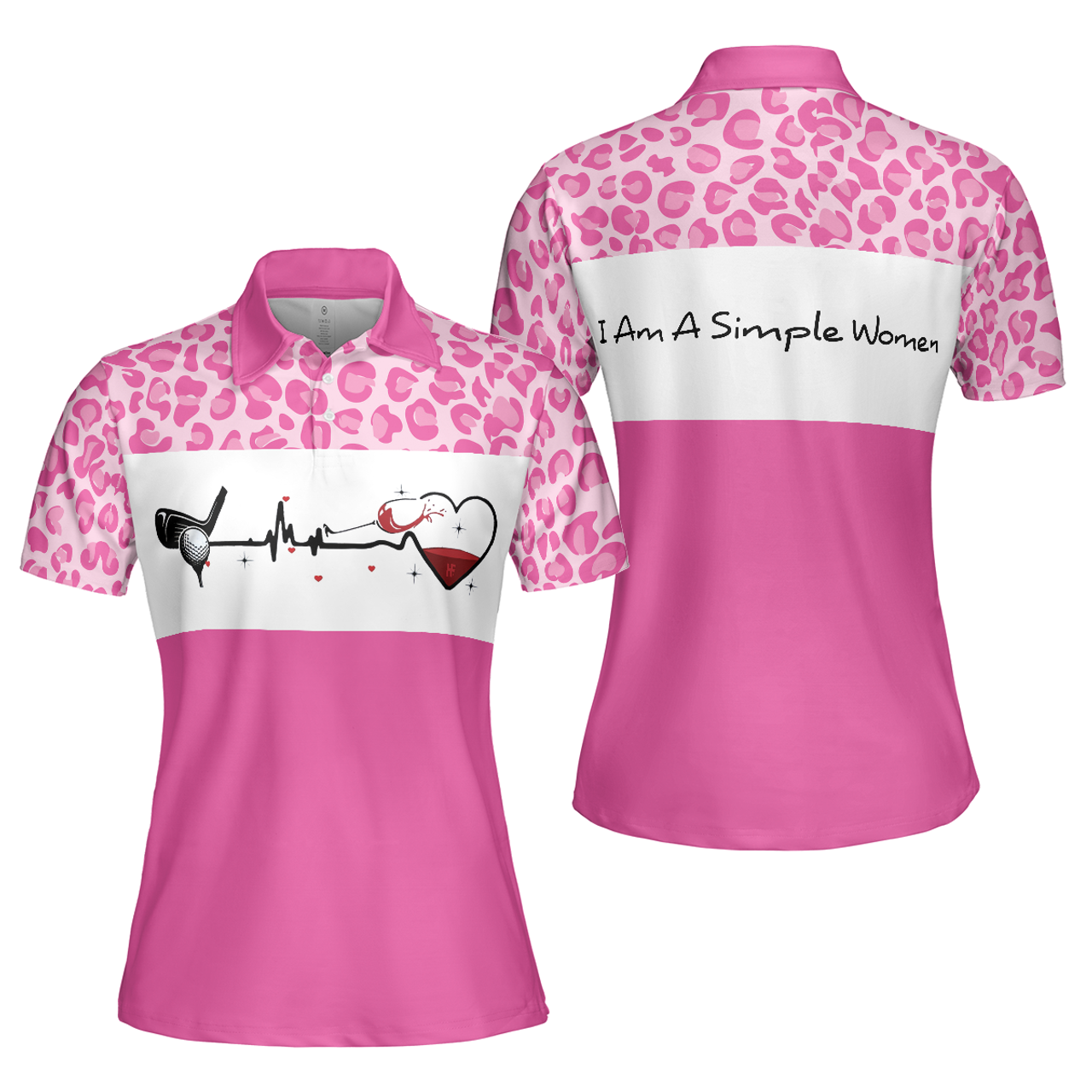 Golf I Am A Simple White And Pink Gift For Wine Lovers Women's Polo Shirts S-5XL