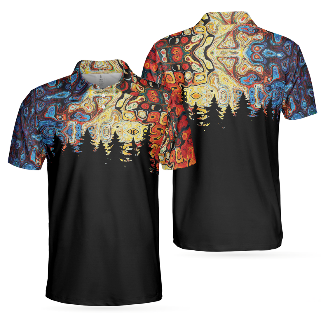 Sky Wavy Abstract Pine Forest Golf Shirt Perfect Gift Men's Polo Shirt S-5XL