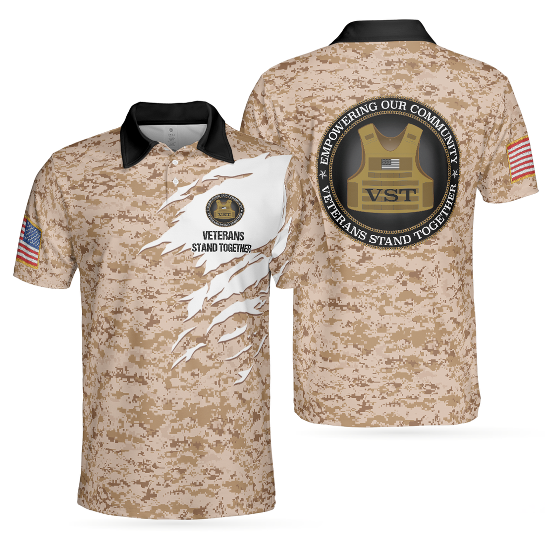 Veterans Stand Together Empowering Our Community Men's Polo Shirt S-5XL
