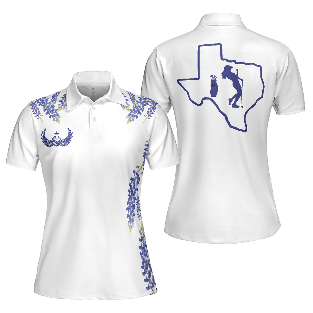 Elegant Bluebonnet Flower Texas Golf Ladies White Women's Polo Shirts S-5XL