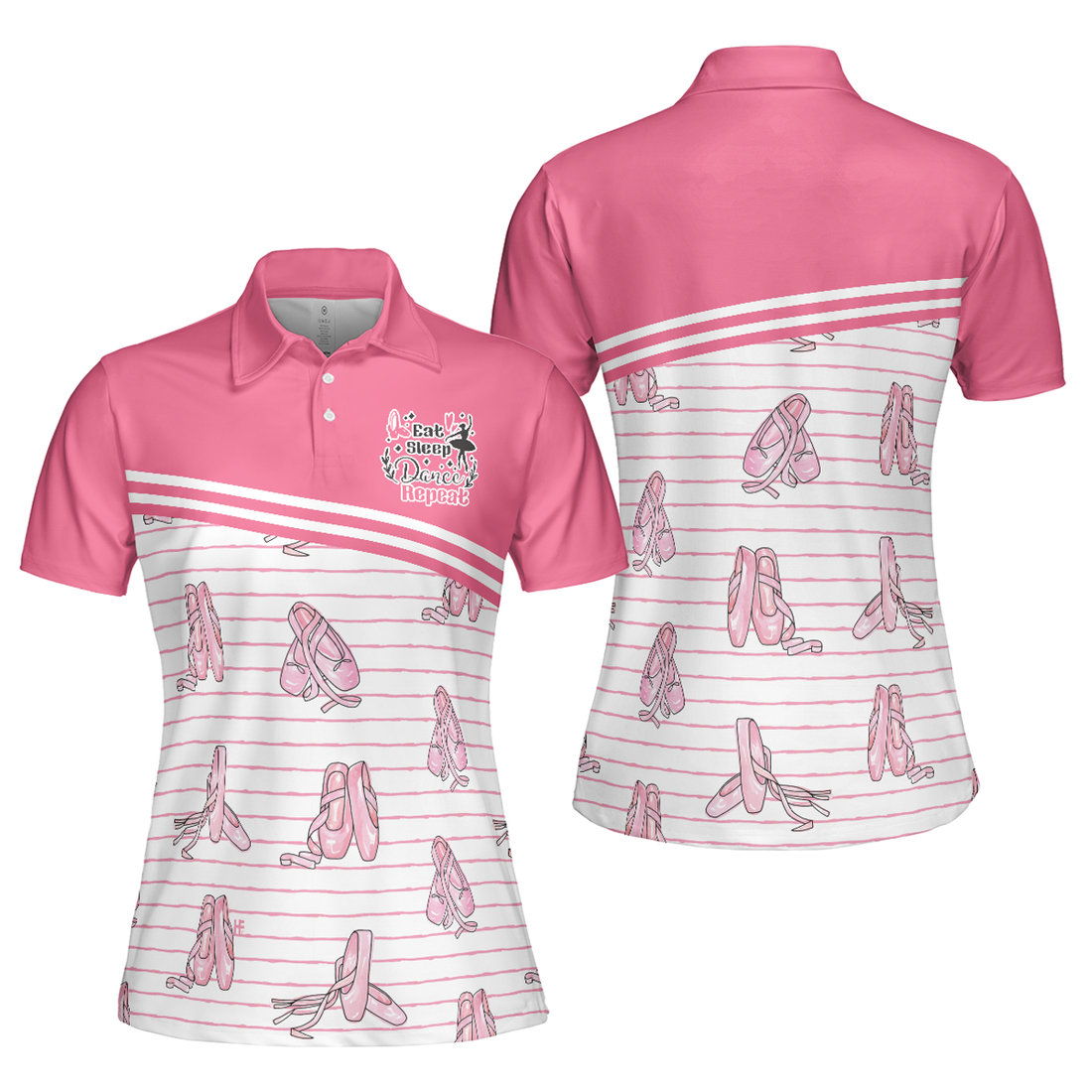 Ballerina Short Sleeve Pink Ballet Design Gift for Dancer Women's Polo Shirts S-5XL