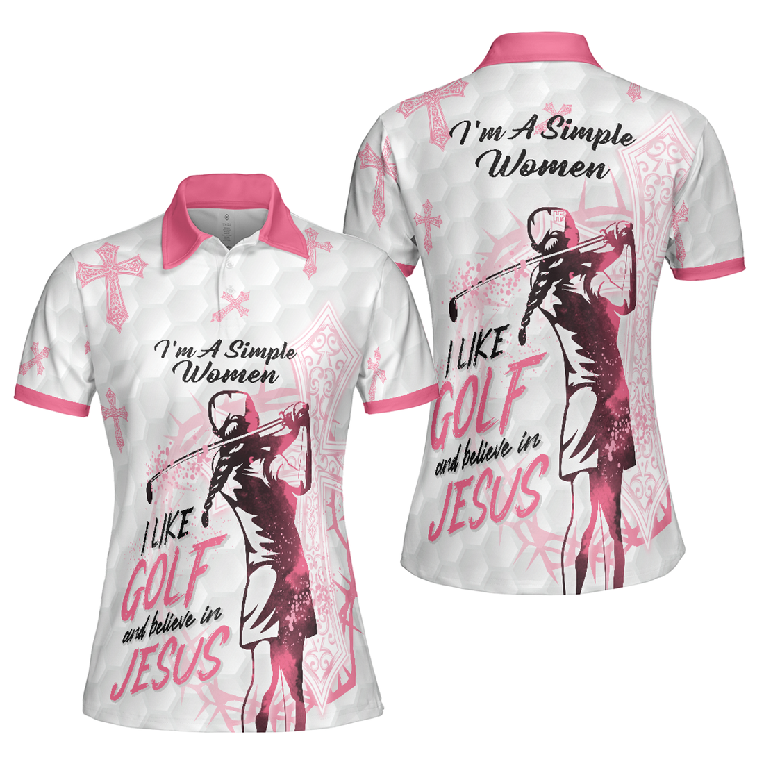I Like Golf And Believe In Jesus Simple Woman Women Polo Shirt S-5XL