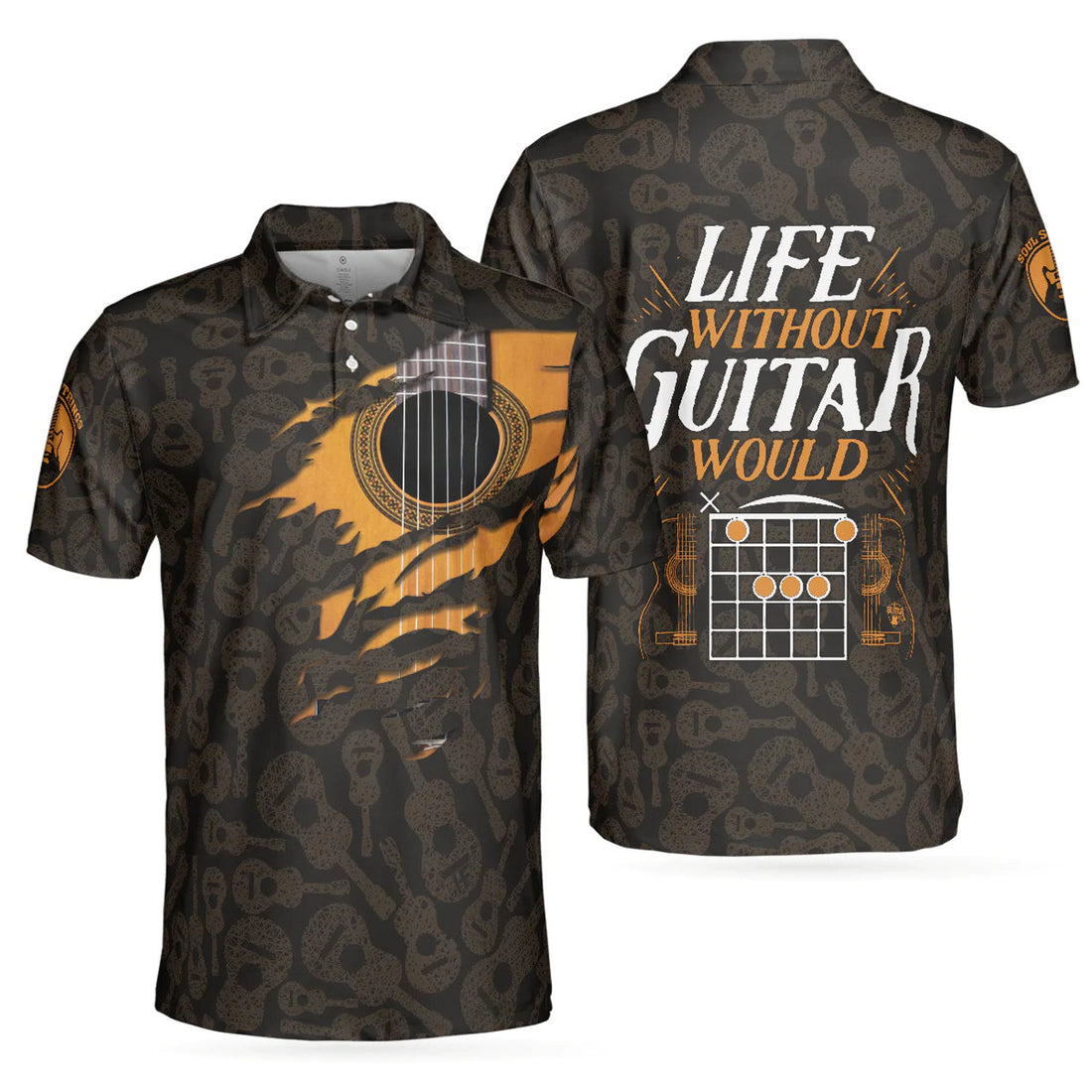 Life Without Guitar Would Be Flat Short Sleeve Pattern Men's Polo Shirt S-5XL