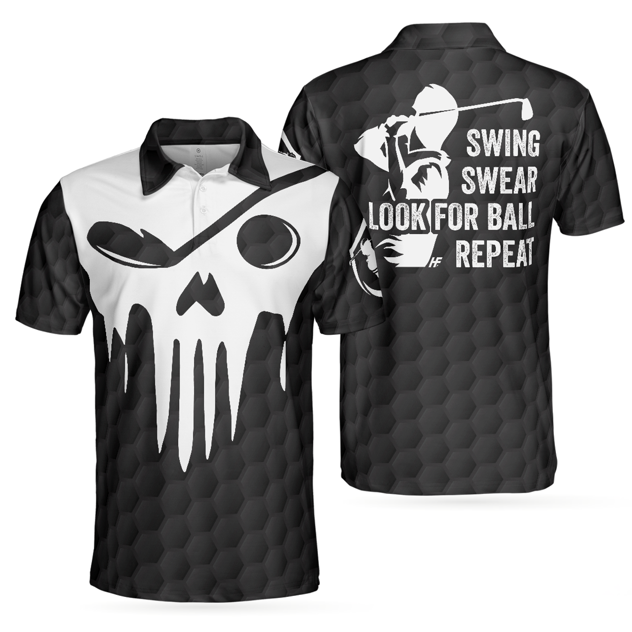 Skull Golf Polo Shirt Best Golf Gift for Halloween Men's Polo Shirt S-5XL