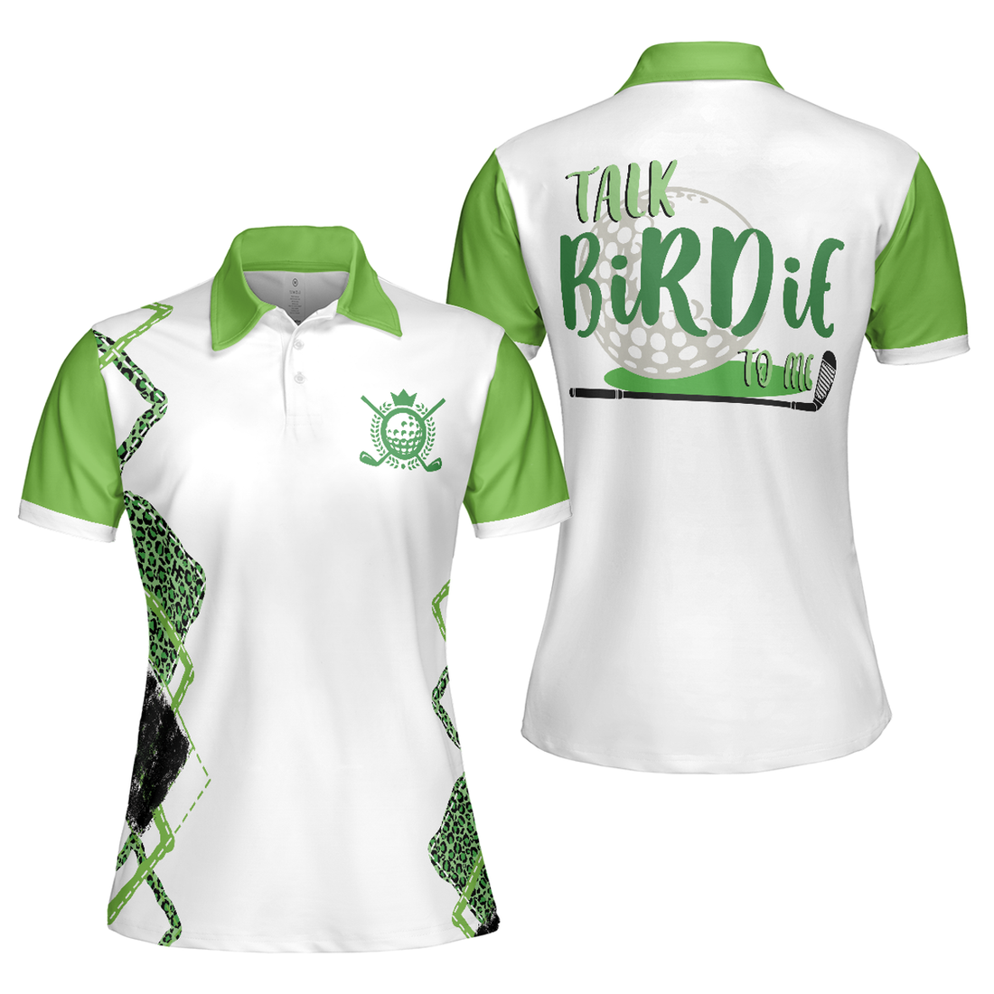 Talk Birdie To Me Golf White Green Pattern Polo Shirt Women's Polo Shirts S-5XL